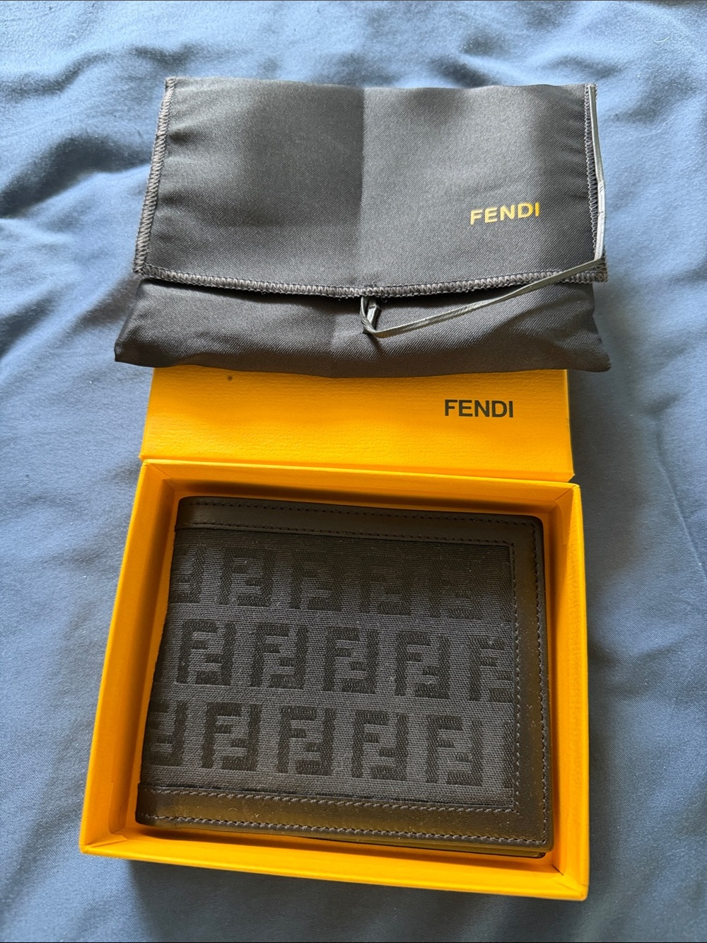Fendi Black/Brown FF Logo Bi-Fold Wallet